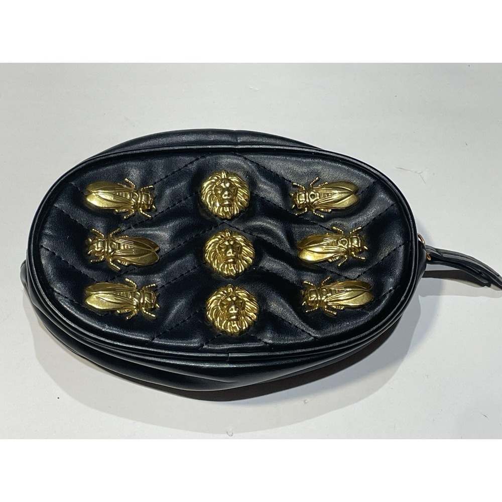 belt purse pouch funny pack embellished with metal lion heads & Flies - Picture 6 of 10